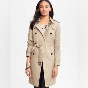 Banana Republic Beige Double-Breasted Trench Coat with Belt